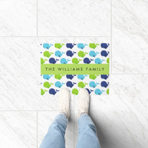 Pattern Of Whales, Cute Whales, Your Name Doormat