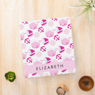 Pattern Of Whales, Pink Whales, Your Name Binder