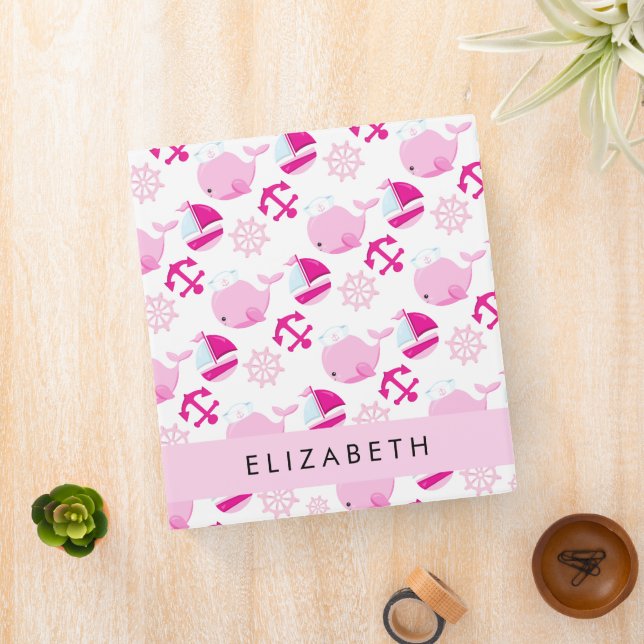 Pattern Of Whales, Pink Whales, Your Name Binder (In Situ)