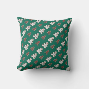 Pattern of white and brown gingerbread men throw pillow