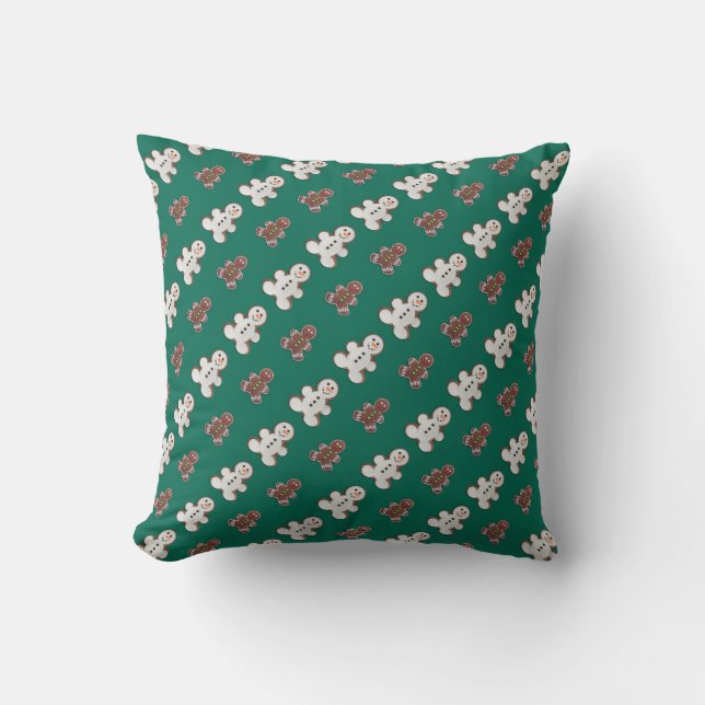 Pattern of white and brown gingerbread men  throw pillow (Front)