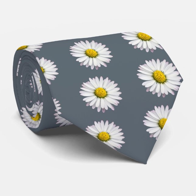 Pattern of yellow and white daisies tie (Rolled)