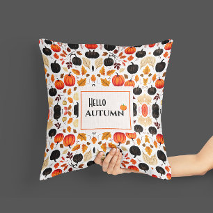 Pattern orange autumn pumpkin Throw Pillow