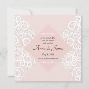 Pattern Ornament On Pink Wedding Invitation