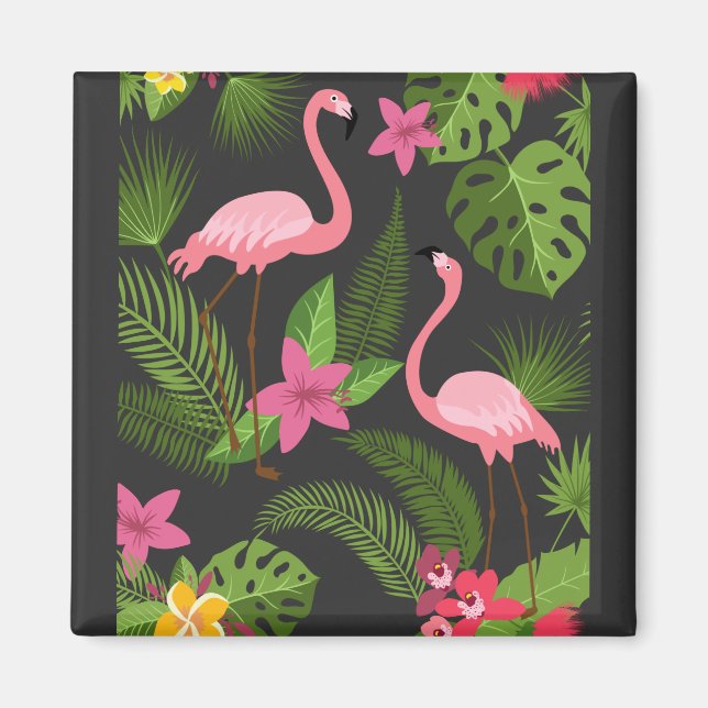 Pattern Peacock Pink with Flower  Magnet (Front)