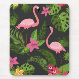 Pattern Peacock Pink with Flower Mouse Pad