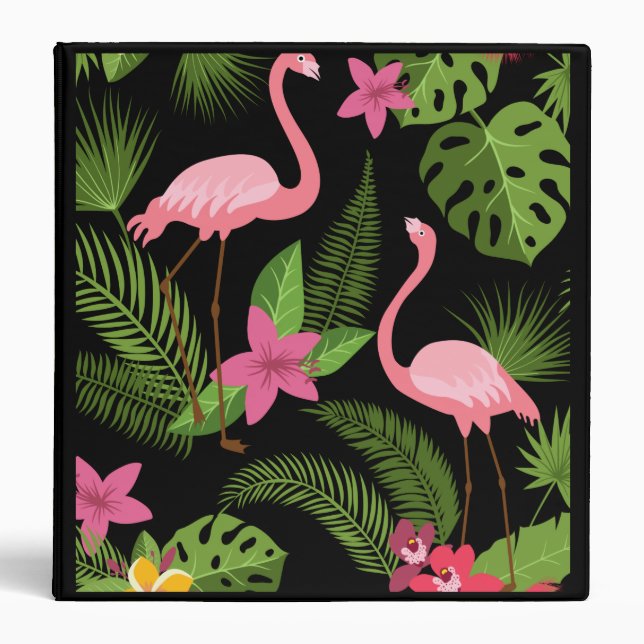 Pattern Peacock Pink with Flower  Postcard Binder (Front)
