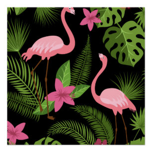 Pattern Peacock Pink with Flower Poster