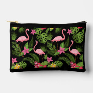 Pattern Peacock Pink with Flowers   Accessory Pouch