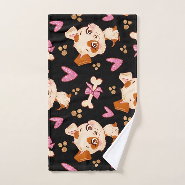 Pattern Pets Cute Funny Puppy Lover    Hand Towel (Hand Towel)