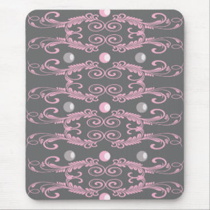 pattern-pink and grey mouse pad