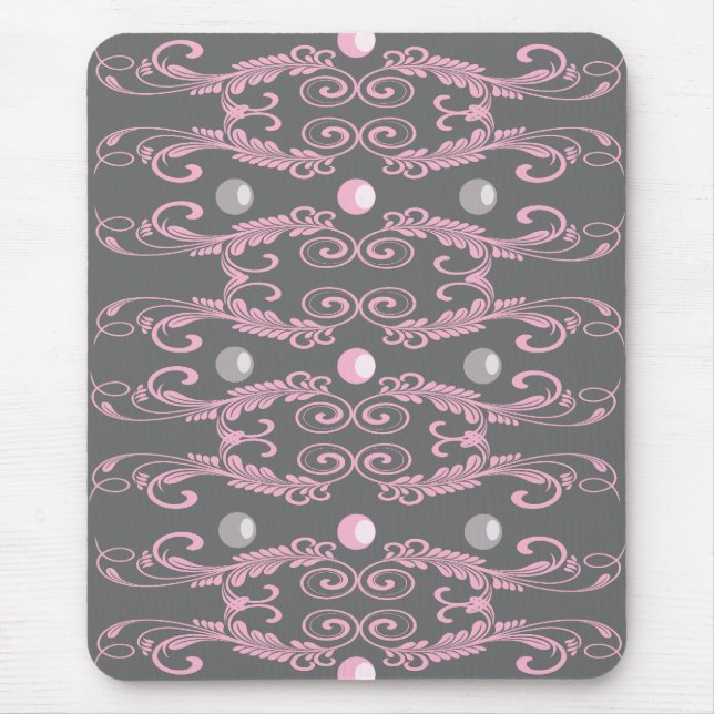 pattern-pink and grey mouse pad (Front)