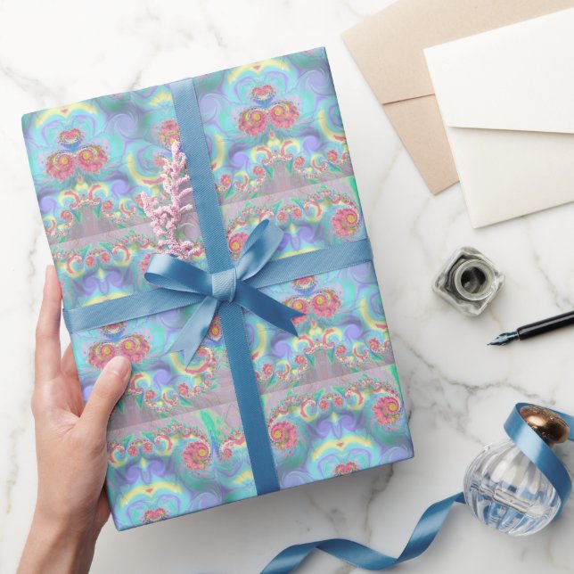 ~ Pattern Pink Blue Aqua Yellow Shades ~  Wrapping Paper (Gifting)
