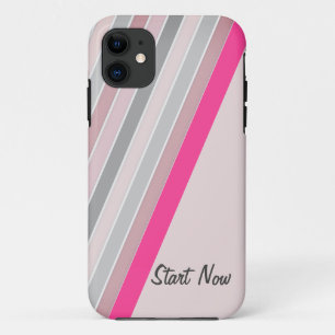 Pattern pink- grey stripes iPhone Cases