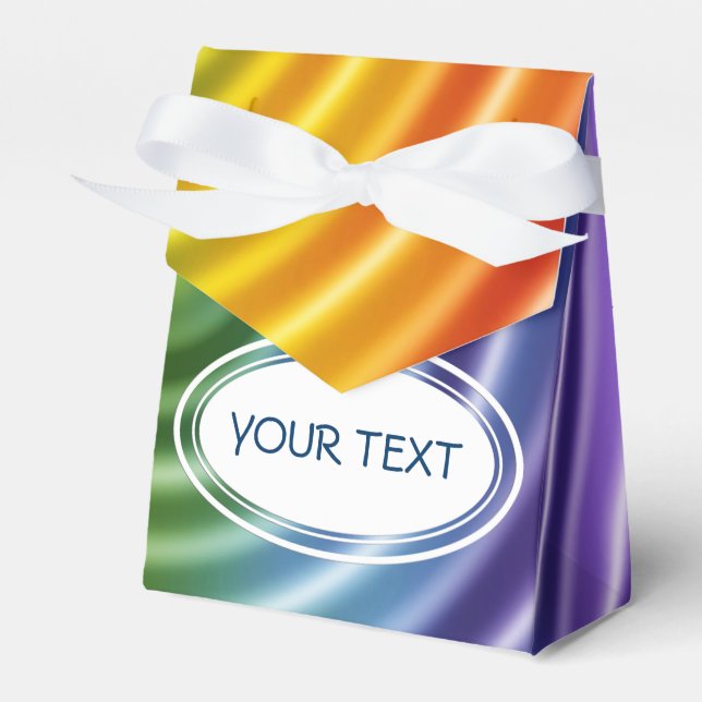 Pattern - rainbow ripples + your text favor box (Front Side)