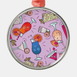 Pattern real cocktails and long drinks metal ornament