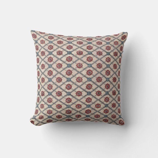 Pattern Red and Blue Throw Pillow (Front)