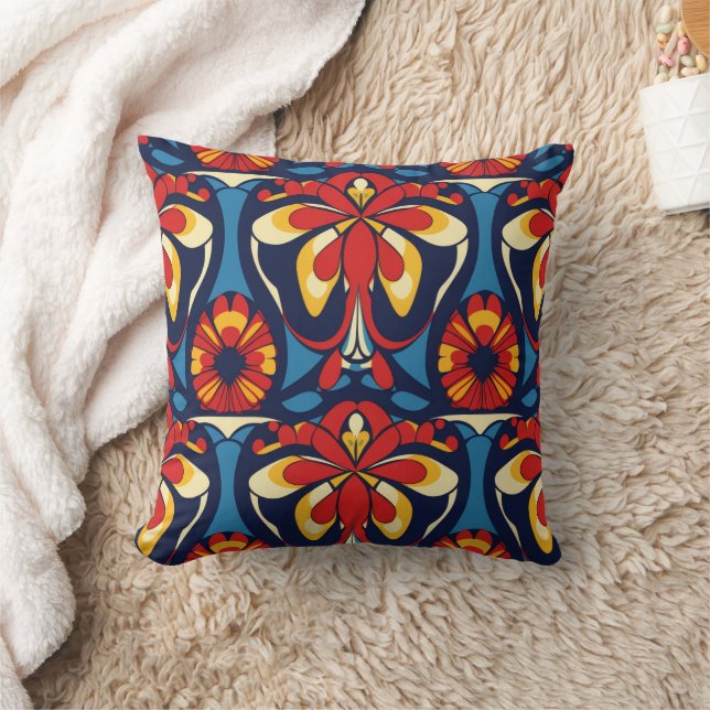 pattern red blue rose catholic  throw pillow (Blanket)