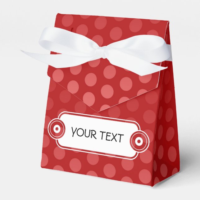 Pattern - red dots - white button + your text favor box (Front Side)