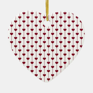 Pattern/Red Hearts Ceramic Ornament