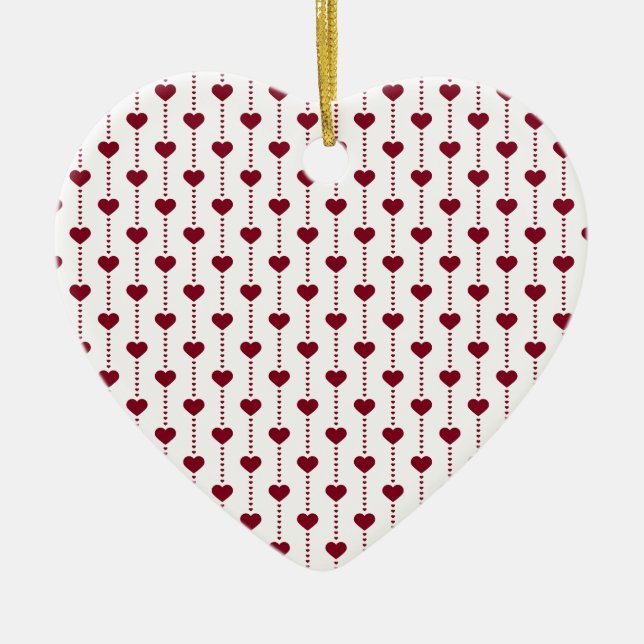Pattern/Red Hearts Ceramic Ornament (Front)