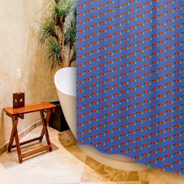 Pattern red yellow wildflower blue Shower Curtain (Creator Uploaded)