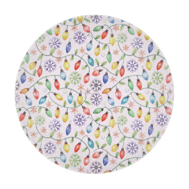 Pattern Retro Christmas Lights Cutting Board (Front)