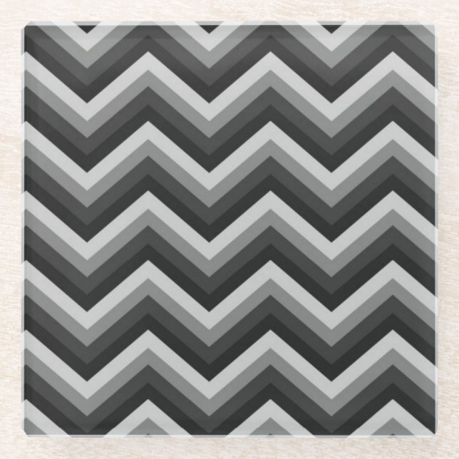 Pattern Retro Zig Zag Chevron Glass Coaster (Front)