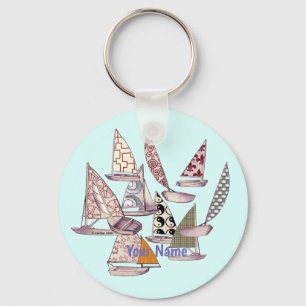 Pattern Sailboats  Keychain