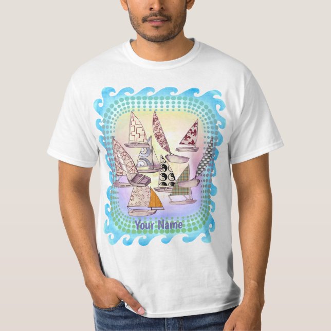 Pattern Sailboats t-shirt (Front)