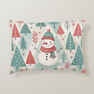 Pattern Scandinavian Snowman Accent Pillow
