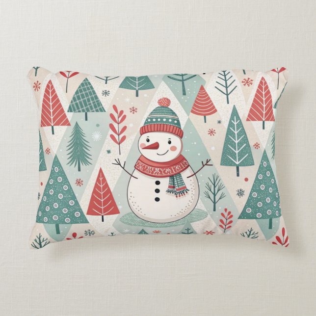 Pattern Scandinavian Snowman Accent Pillow (Front)