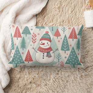 Pattern Scandinavian Snowman Lumbar Pillow