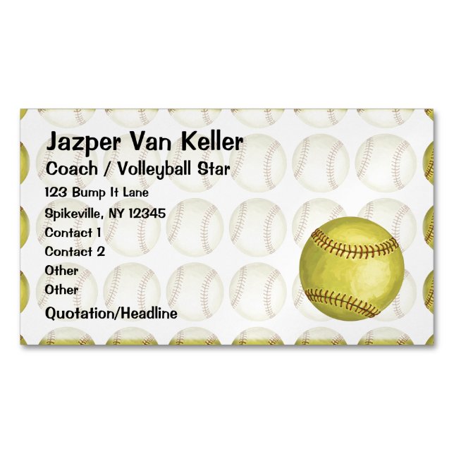 Pattern Softball Magnetic Business Card (Front)