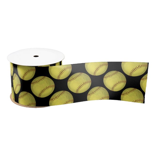 Pattern Softball Satin Ribbon (Spool)