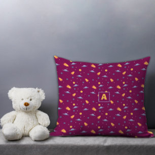 Pattern space lavender orange red burgundy letter  throw pillow