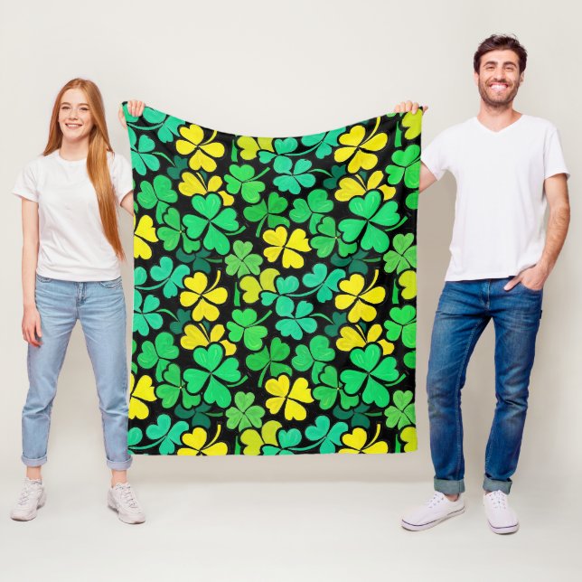 Pattern St. Patrick's Day Clovers Fleece Blanket (In Situ)