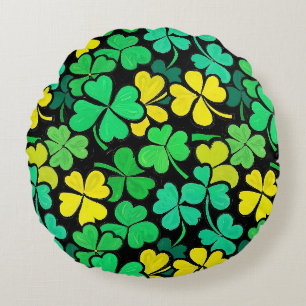 Pattern St. Patrick's Day Clovers Round Pillow