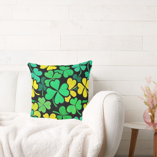 Pattern St. Patrick's Day Clovers Throw Pillow (Couch)
