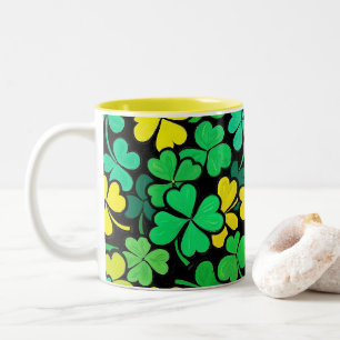 Pattern St. Patrick's Day Clovers Two-Tone Coffee Mug