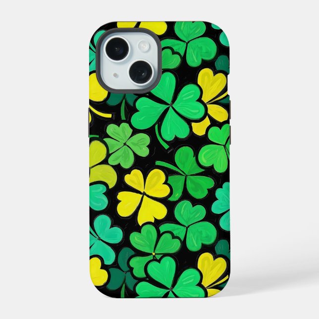 Pattern St. Patrick's Day Clowers  iPhone 15 Case (Back)