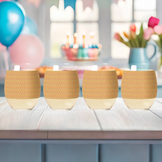 Pattern Stemless Wine Glass Set | Party Chic (Insitu (Baby Shower))