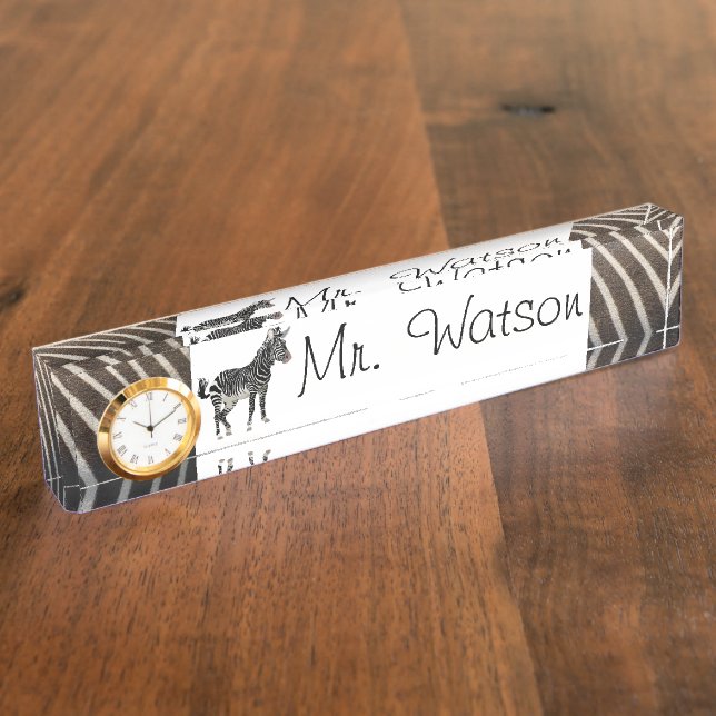 Pattern Stripes Zebra Safari Jungle Animals Nameplate (Side)