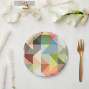 Pattern Stylish Fashion Geometric Vintage         Paper Plate