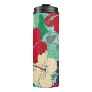 Pattern summer fashion. Exotic flowers in allover  Thermal Tumbler