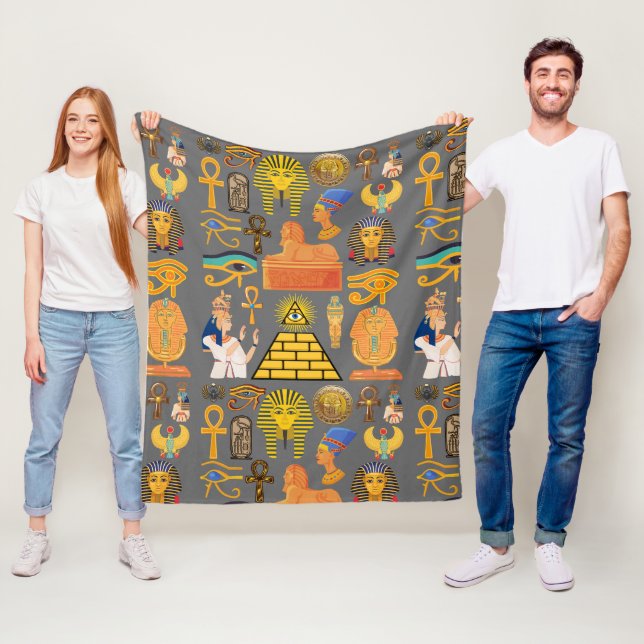 Pattern Symbol Ancient Egyptian Hieroglyphic  Fleece Blanket (In Situ)