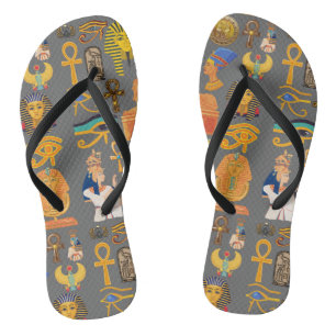 Pattern Symbol Ancient Egyptian Hieroglyphic  Flip Flops