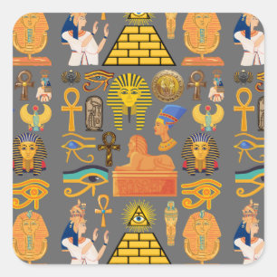 Pattern Symbol Ancient Egyptian Hieroglyphic  Square Sticker