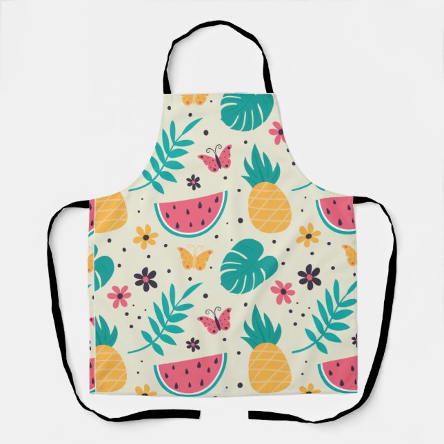 Pattern Tropical Fruit Watermelon Pineapple   Apron (Front)