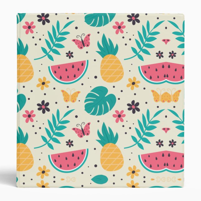 Pattern Tropical Fruit Watermelon Pineapple  Binder (Front)
